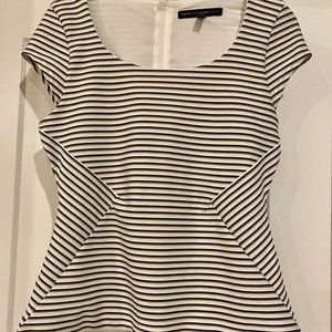 NWOT White House Black Market Stripe Jacquard Bodice Top Size 0